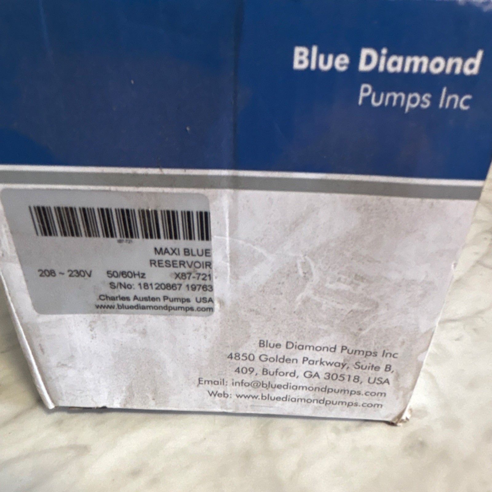 Blue Diamond Maxi Blue Condensate Pump X87-721 208-230V Whisper Quiet Blue/Black