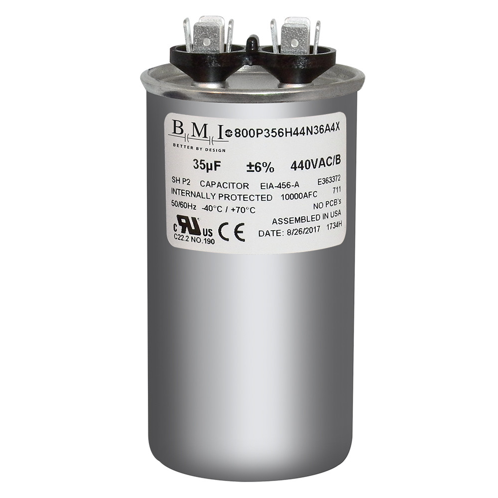 35 MFD x 370 / 440 VAC Round Run Capacitor BMI 800P356H44N36A4X Made in the USA