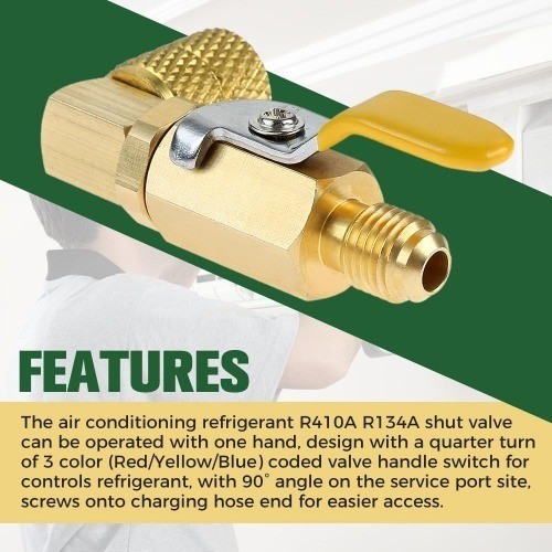 Air Conditioner Refrigerant Ball Valve, R410A Shut-Off Ball Valve 5/16″ SAE Fema