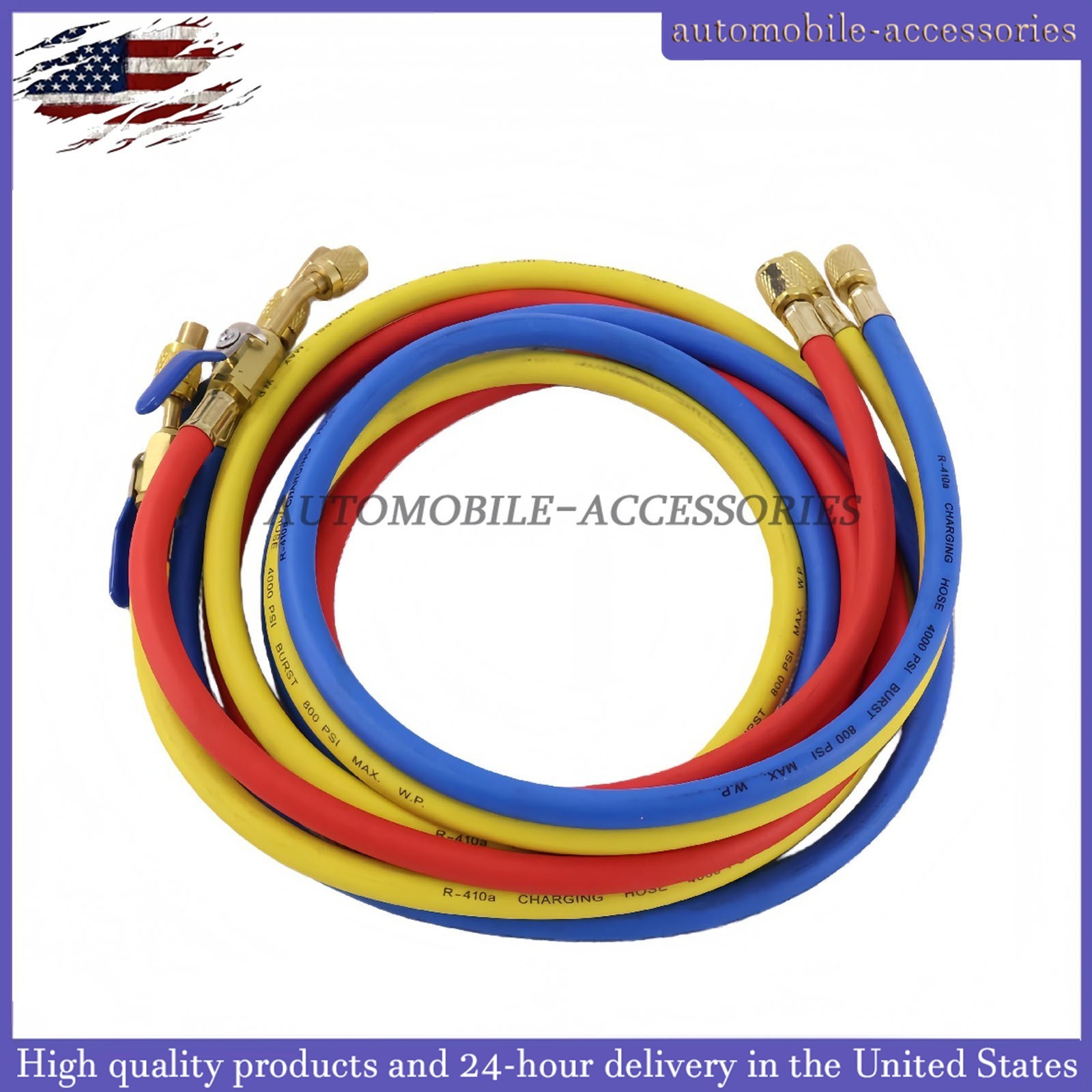 NEW For R-410A Refrige 3Pack 29986 Plus II 1/4″ Hose with Compact Ball Valve 72″