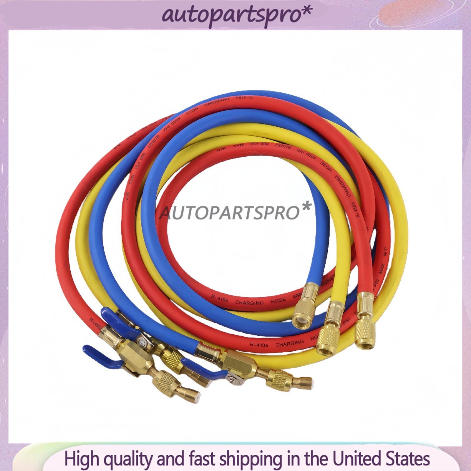 For R-410A Refrige 3Pack 29986 Plus II 1/4″ Hose with Compact Ball Valve 72″