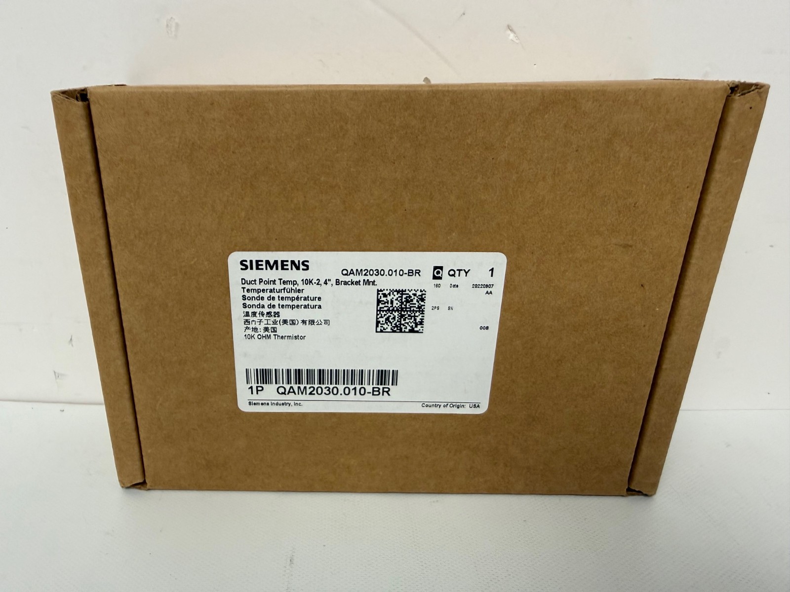SIEMENS QAM2030.010-BR DUCT POINT TEMP SENSOR 10H-2 4″ BRACKET NEW OPEN BOX