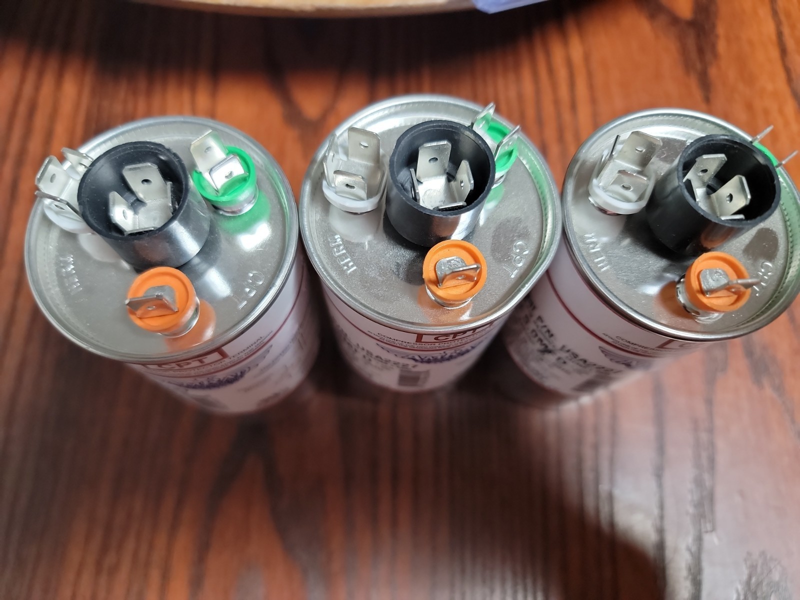 3pk- 35+5 MFD x 370 / 440 VAC Round Run Capacitor AmRad USA2227 – Made in USA