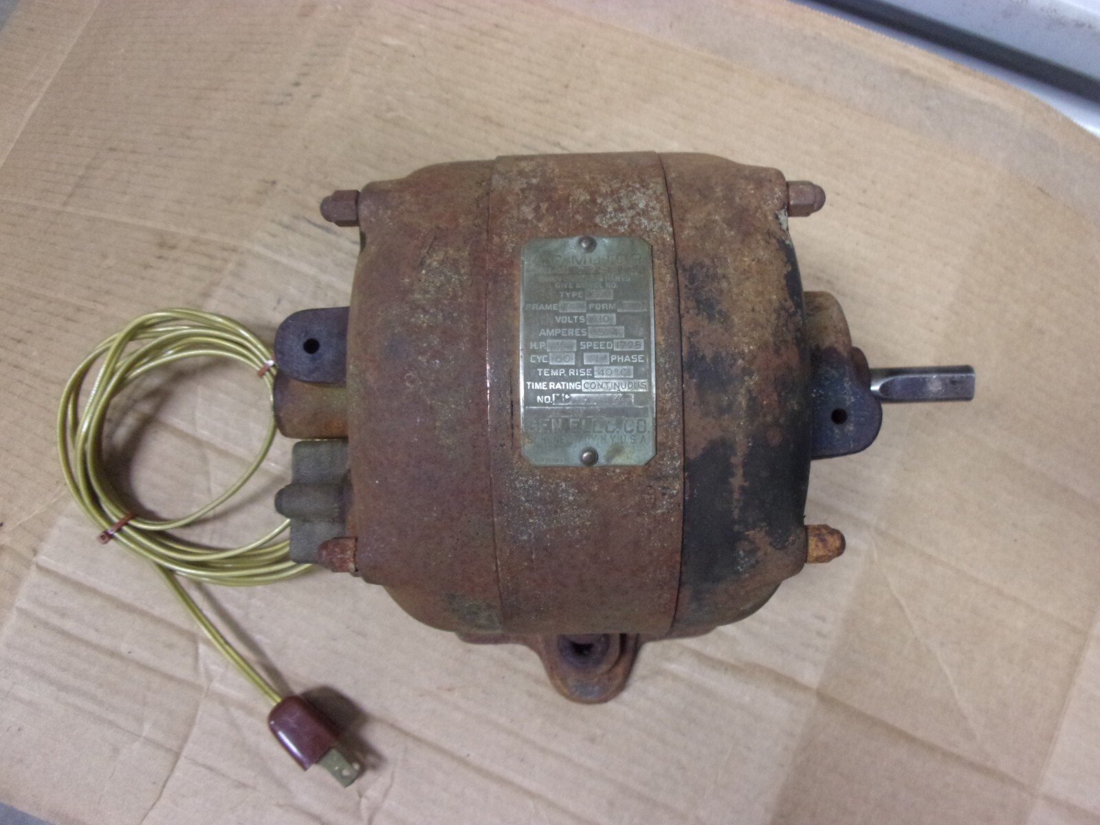 Vtg GE 1/4 HP Electric Motor 1725 Rpm 110 Vac Scroll Saw 1/2″ Shaft Cast Iron US