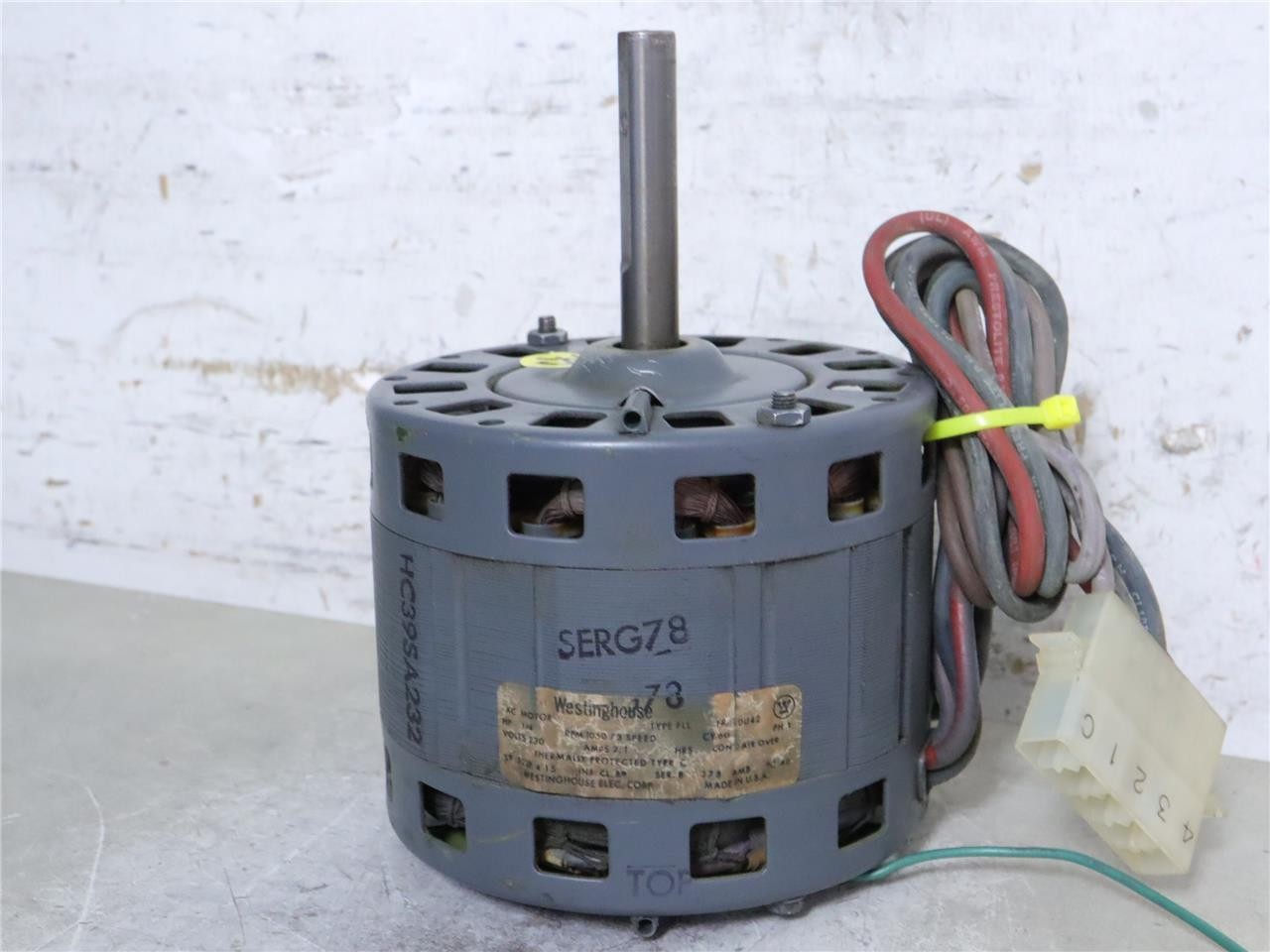 WESTINGHOUSE AC Motor 322P415 Blower Motor 1/4HP 1050RPM 3SPD 230V