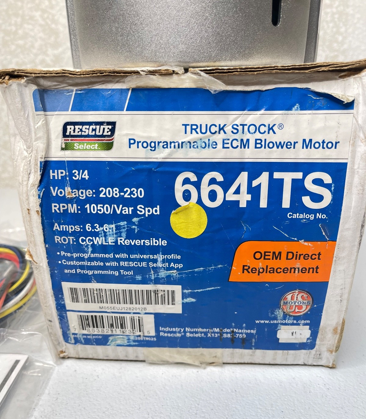 New Rescue Select 6641TS ECM Blower Motor 3/4HP 208-230V 50/60HZ 1PH