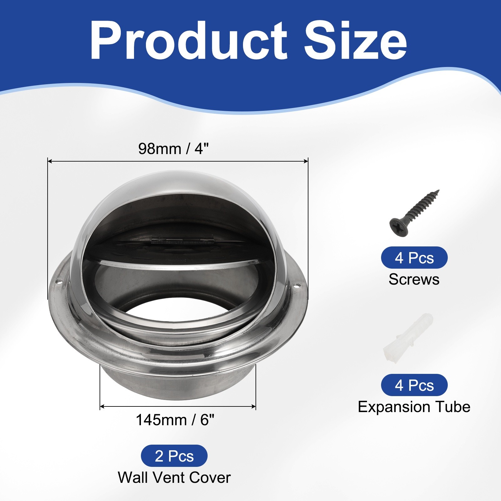 4 Inch Vent Cover, Round Exhaust Vent for Outdoor Ventilation System 2 Set