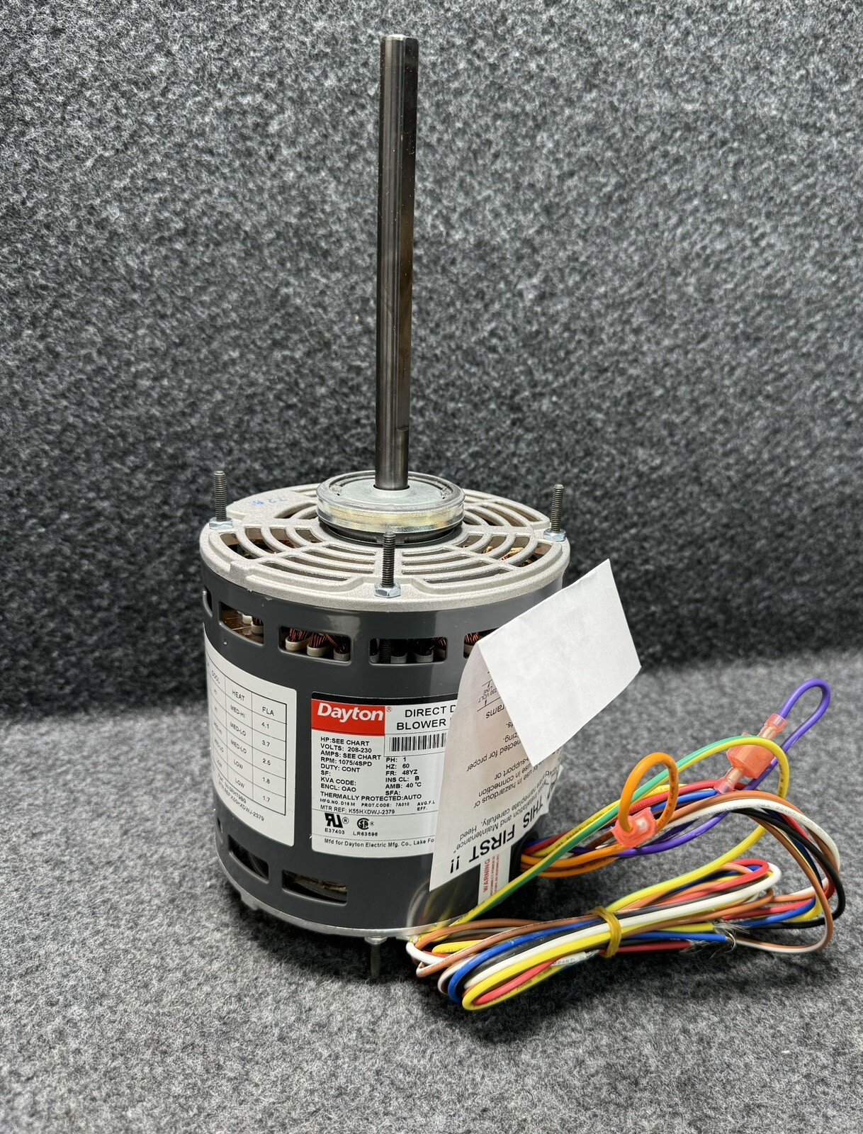 Dayton Direct Drive Blower 4 Speed Motor 208-230V 1/5 hp, 3/4 hp 5RHT9 5RHT9BG