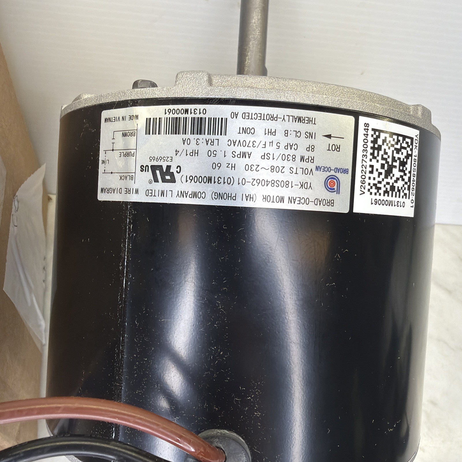 0131M00061SP 1/4HP 1 Speed Condenser Fan Motor For Goodman Amana 208/230V