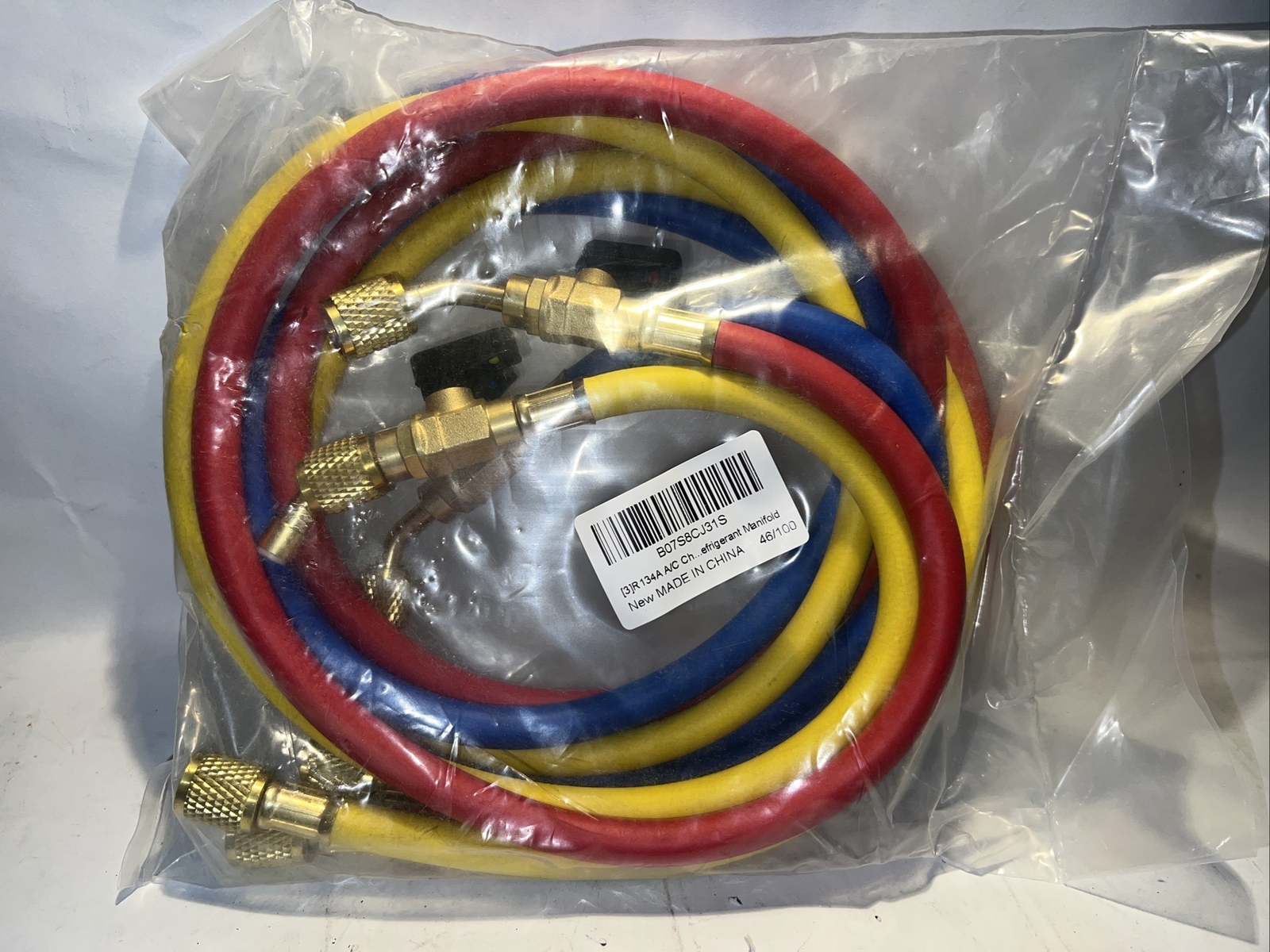 R134A A/C Charging Hose with Ball Valve, (4000~800) PSI Working Pressure 1/4″