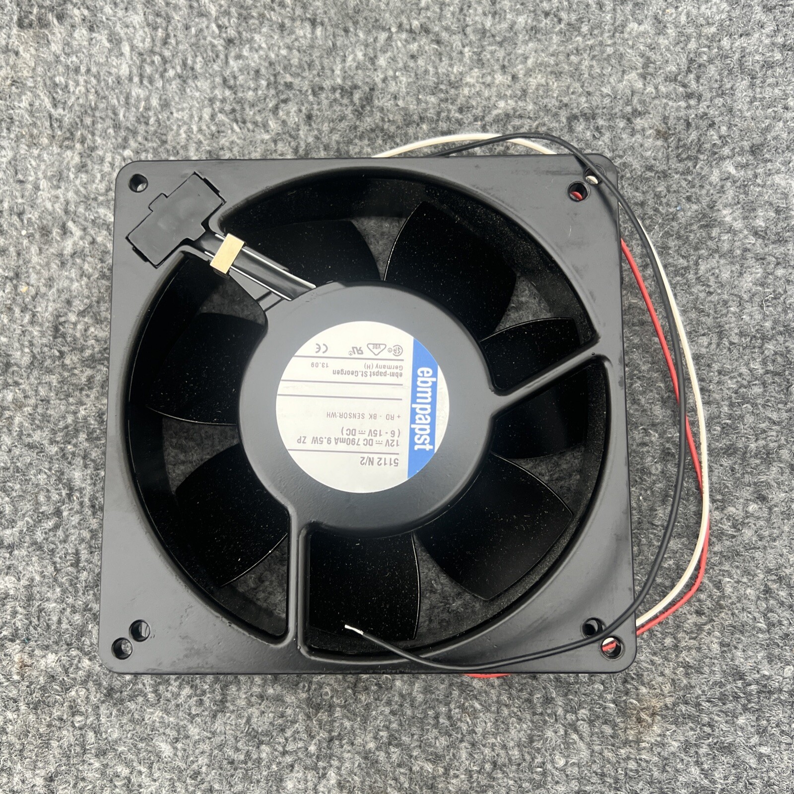 Ebm-papst 5112 N/2 DC Fan 12V 135x135x38mm 153CFM 48dBA 9.5W 2900RPM
