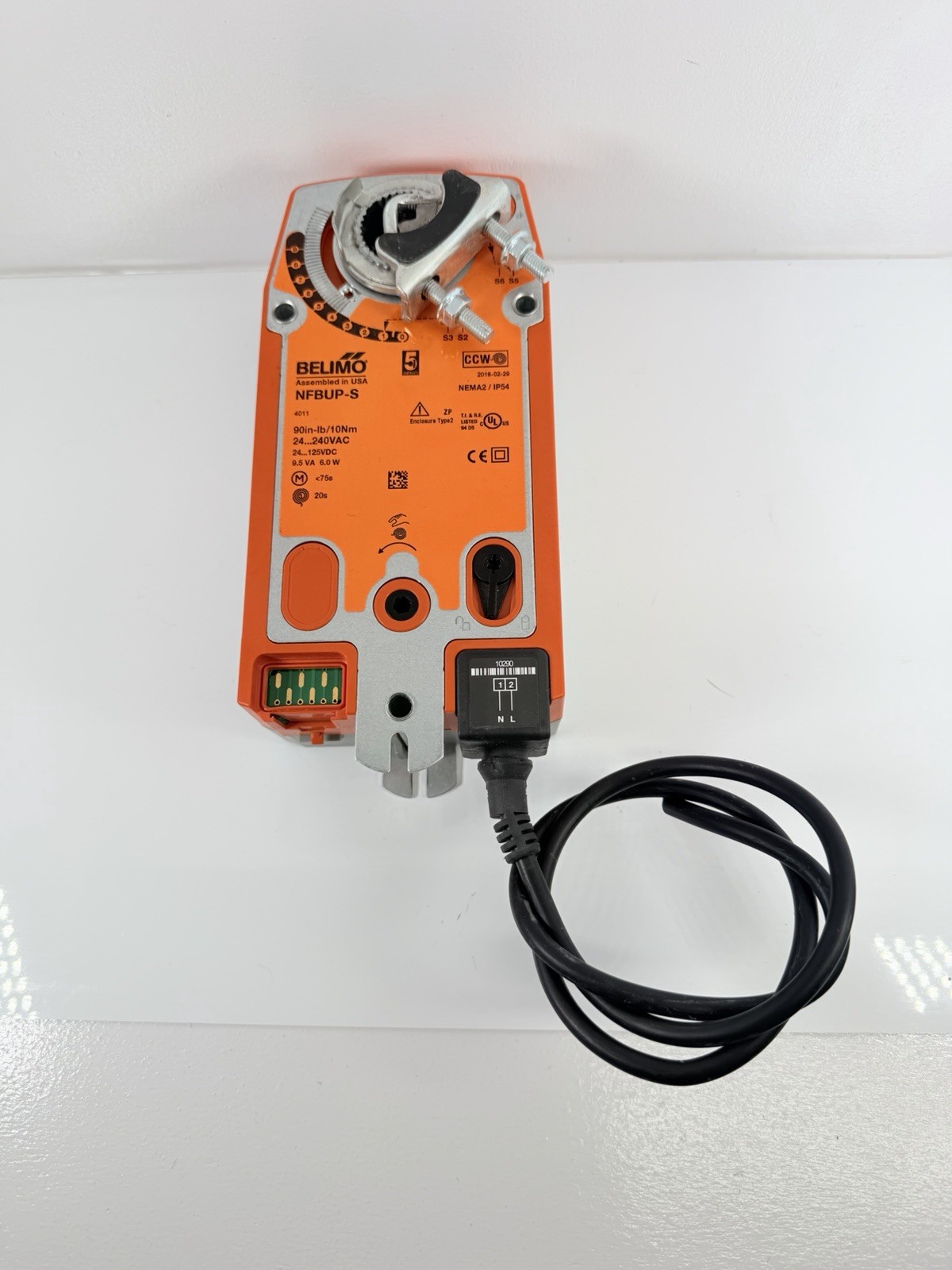 Belimo NFBUP-S Damper Actuator, 90 in-lb 10Nm, Spring Return, 2-10V, Modulating