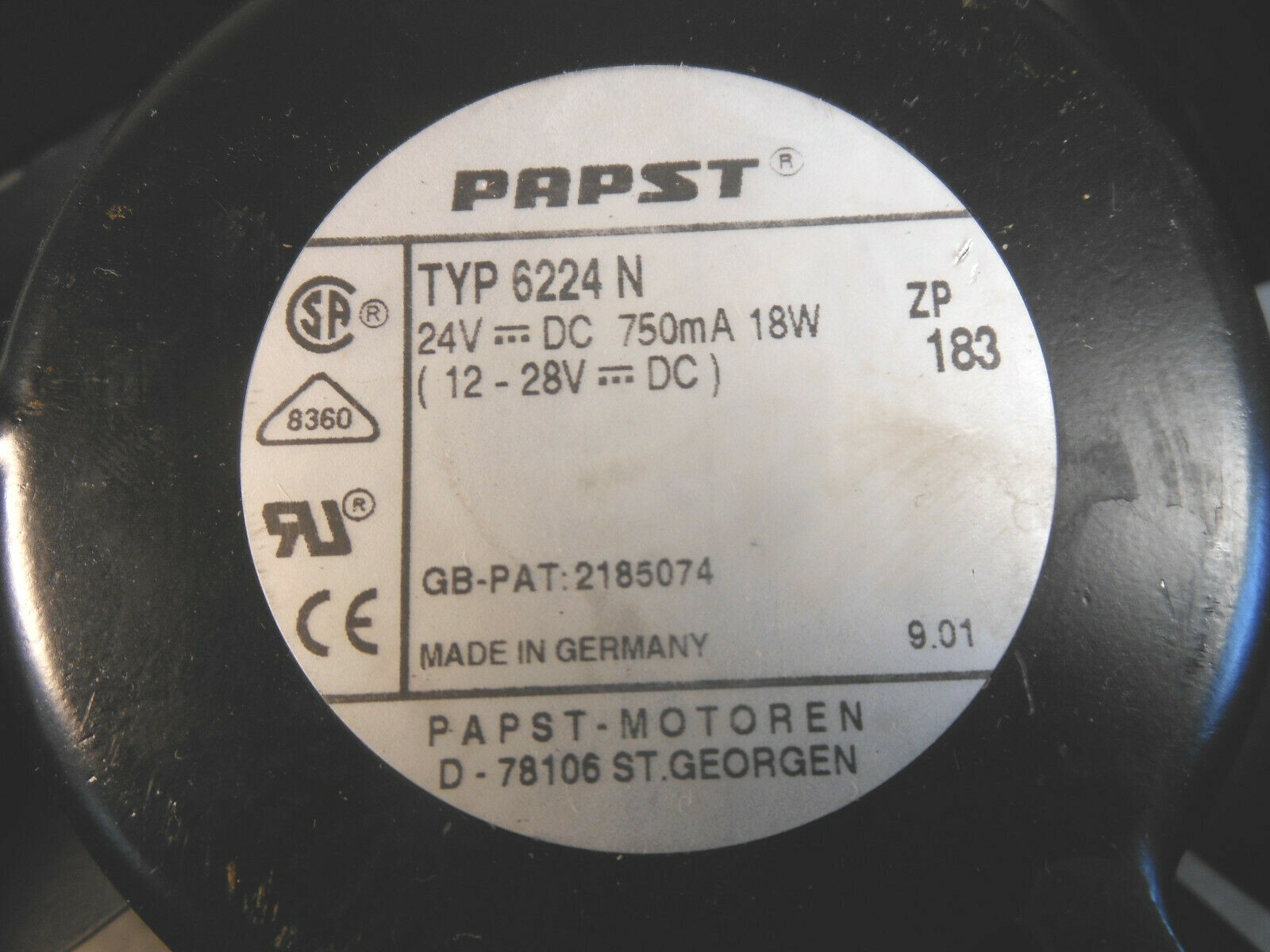 PAPST TYP 6224N 24VDC 18W FAN