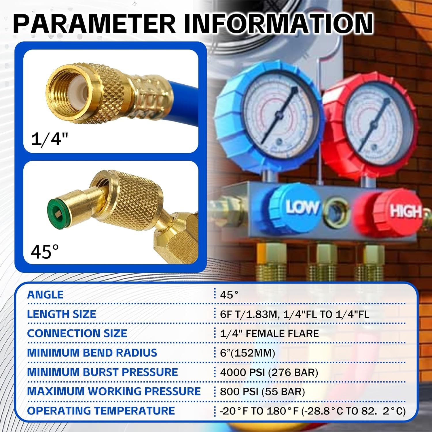 29986 Plus II 1/4″ Hose with Compact Ball Valve End Refrigerant Charging Hose