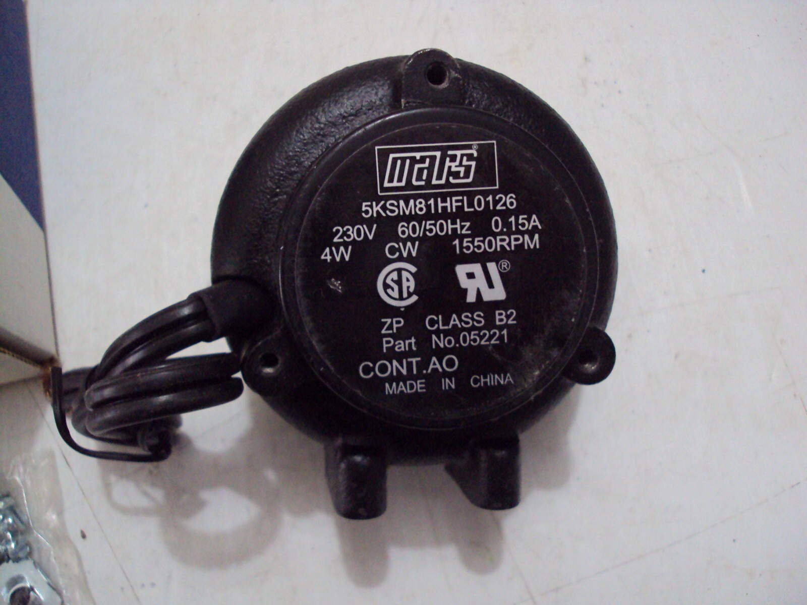 Brand New Mars brand Cast iron Shaded pole unit bearing motor, 230V, 05221