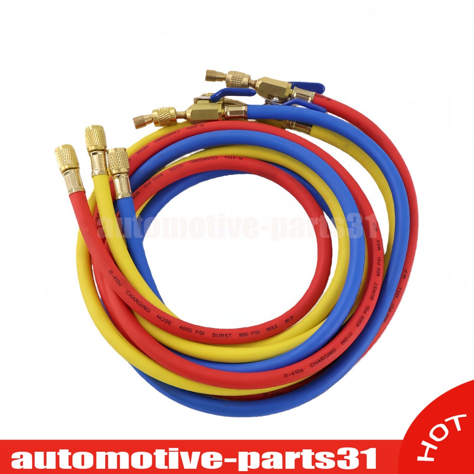 NEW For 29986 Plus II 72″ HVAC Charging Hose Set 1/4″ (3-Pack) US