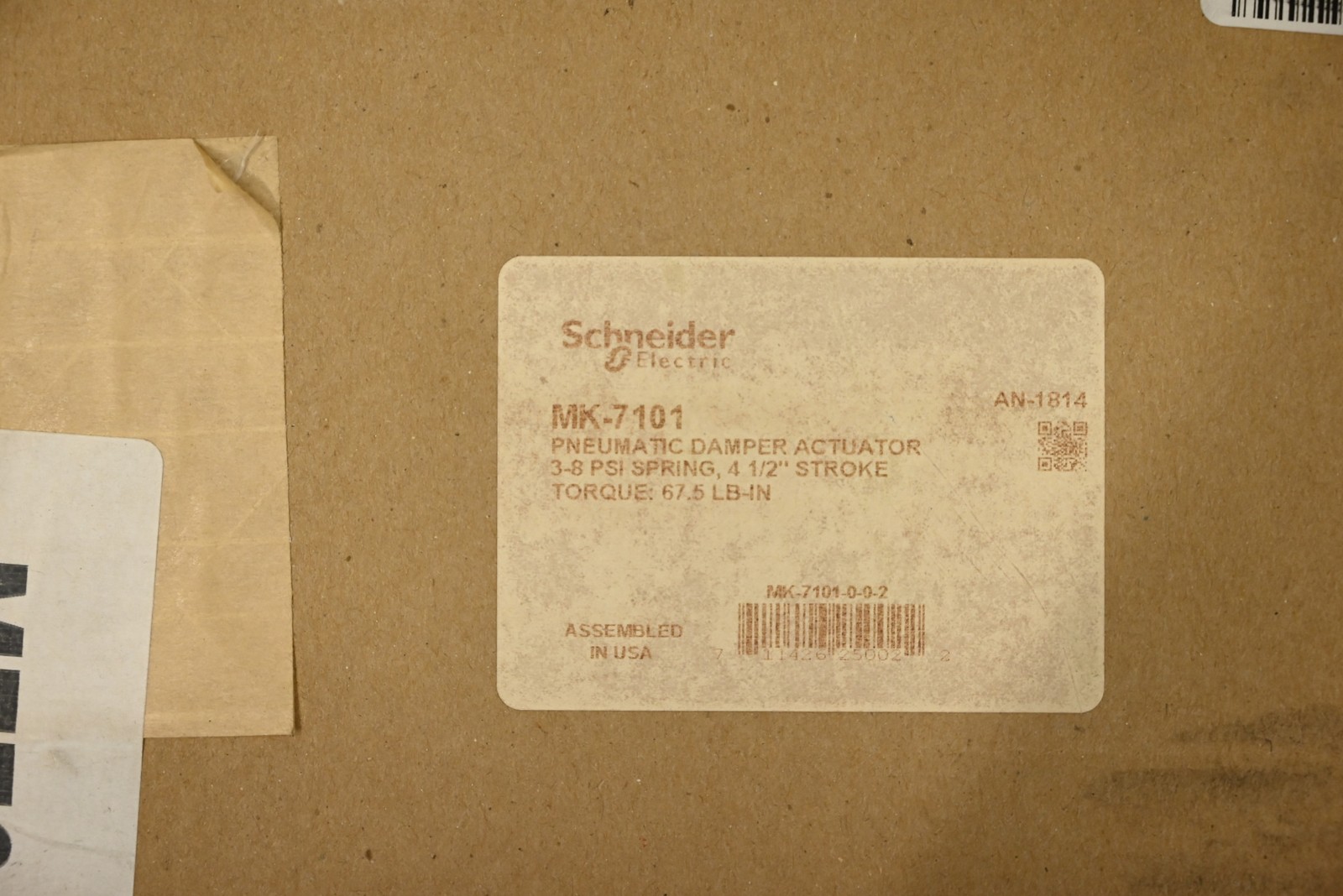 Schneider MK-7101 Pneumatic Damper Actuator 3-8PSI Spring, 4-1/2″Stroke
