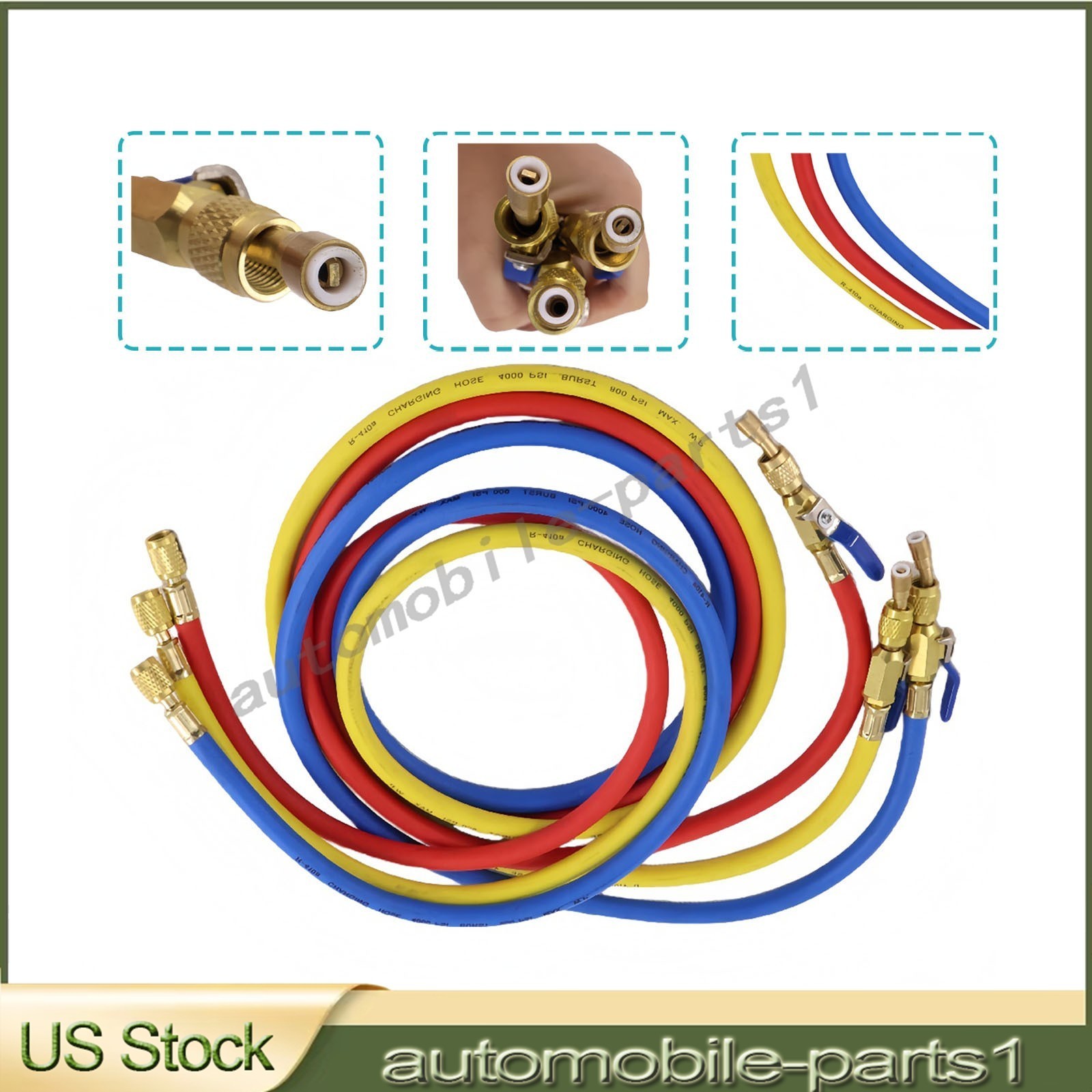 NEW For 29986 Plus II 72″ HVAC Charging Hose Set 1/4″ (3-Pack) USA