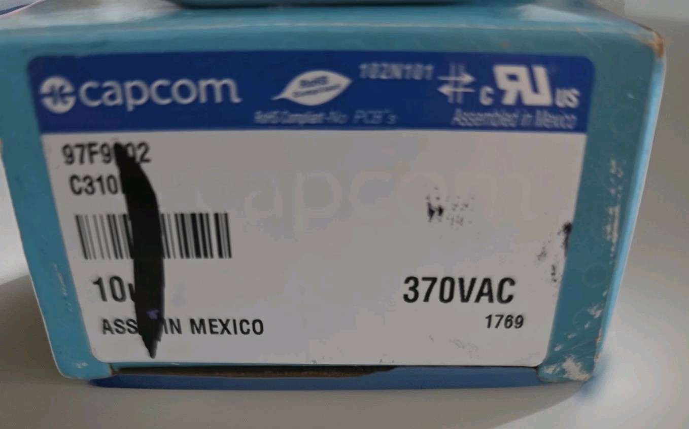 Capcom Capacitor 10 UF MFD 370V 97F9002, 97F9002S (Replaces Old GE# 97F9002BZ3,