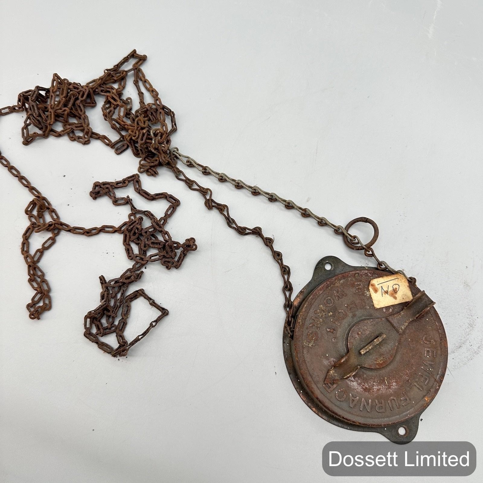 Vintage Jewel Furnace 5 In Round Cast Iron Flue Damper Chain Pull Made In USA