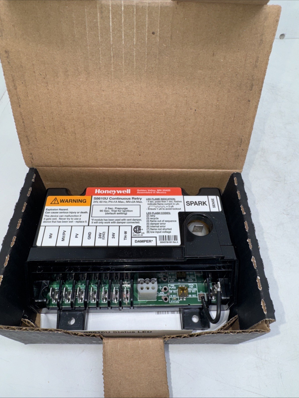Honeywell S8610U S8610U3009 Ignition Control Board 24V 0.5A Gas Furnace New HV1
