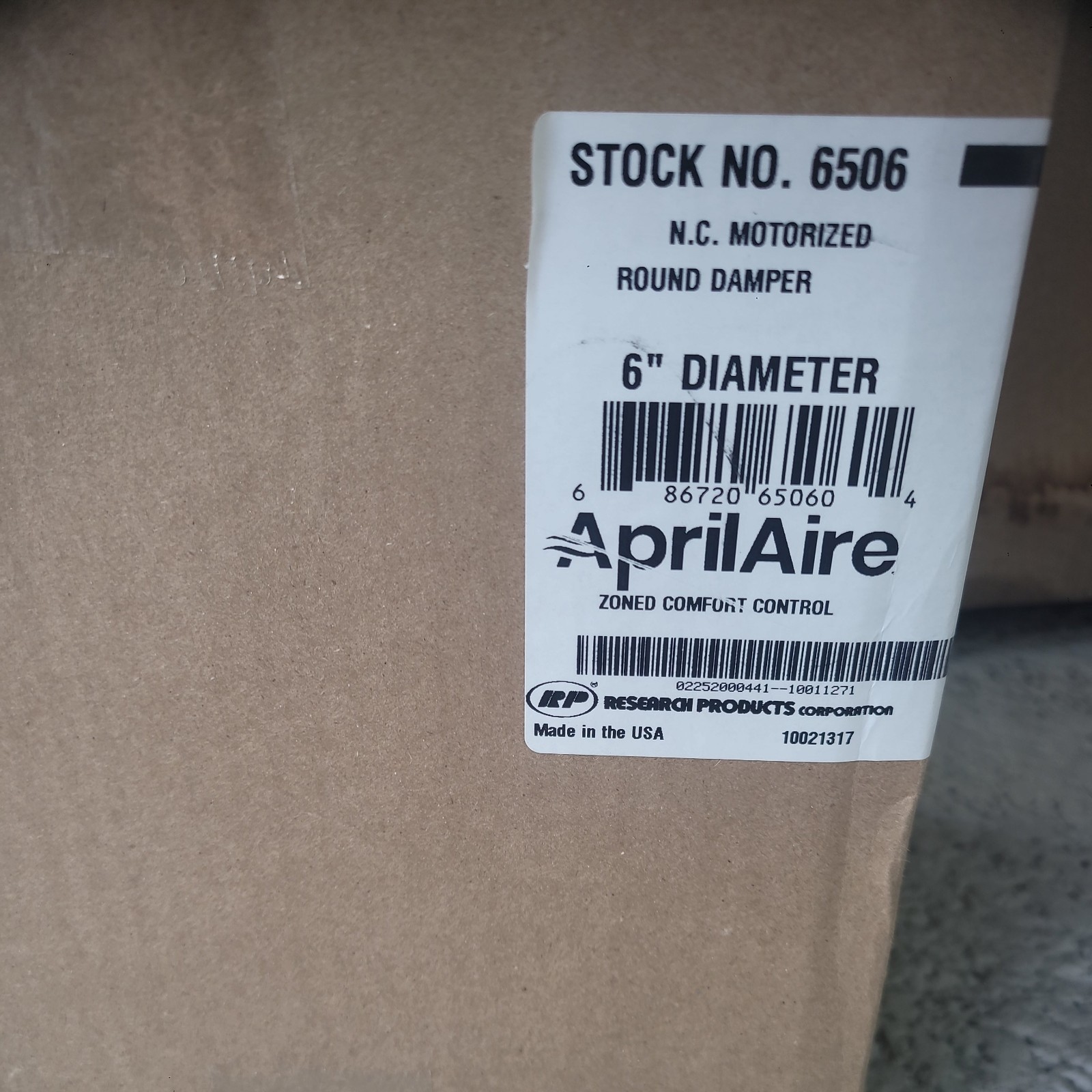 Aprilaire 6506 Damper (Galvanized Steel, 24VAC, 6in, Round)
