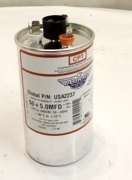 AmRad USA2237 CPT Round Motor Run Capacitor 50+5 MFD 370 or 440VAC 50-60Hz