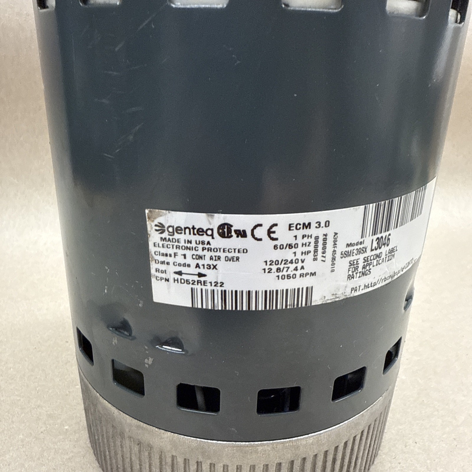 Genteq ECM 3.0 HD52RE122 Blower Motor 5SME39SXL3046 GC07 1HP