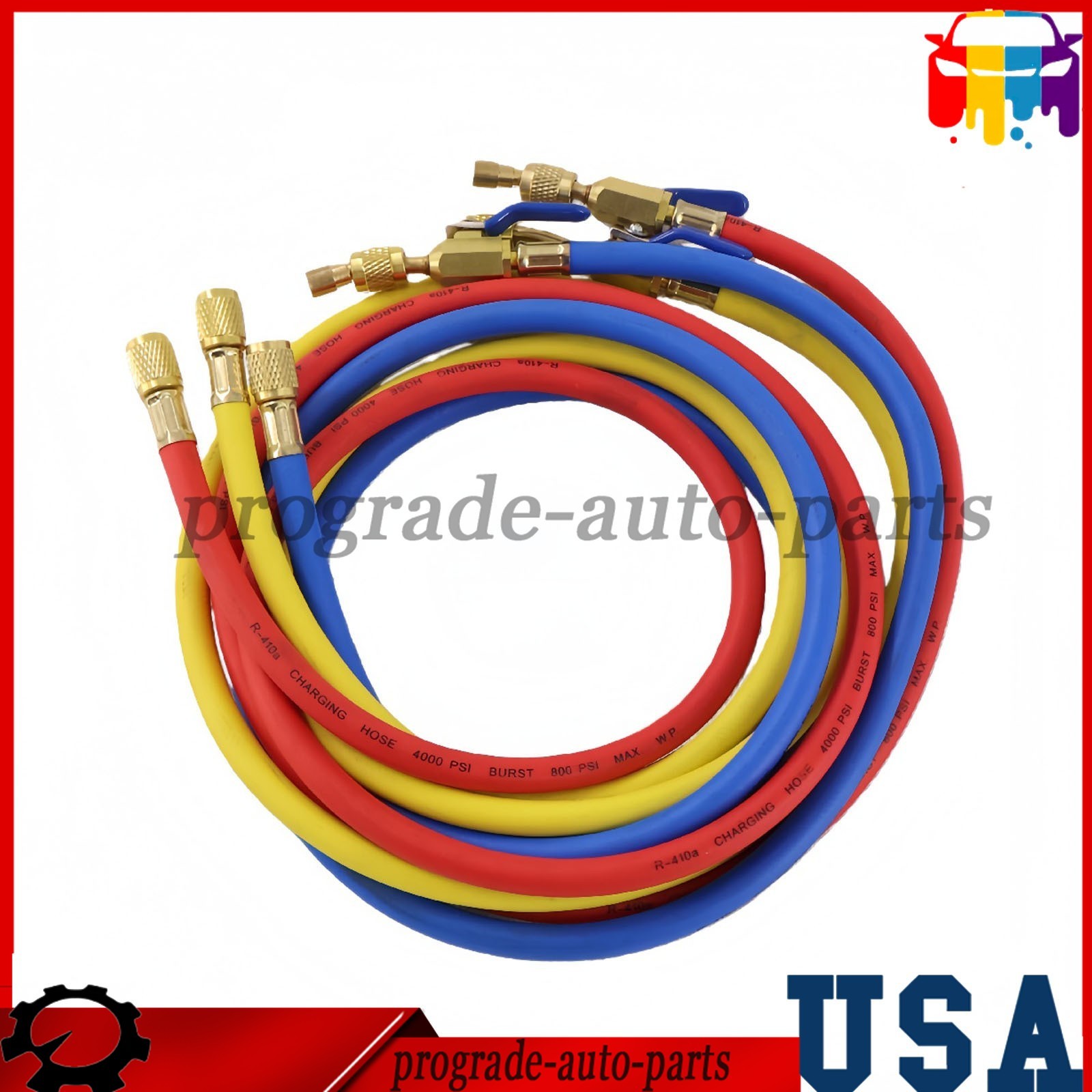 For Plus II 72″ Charging Hose Set 1/4″ Compact Ball Valve 3 Pack US STOCK