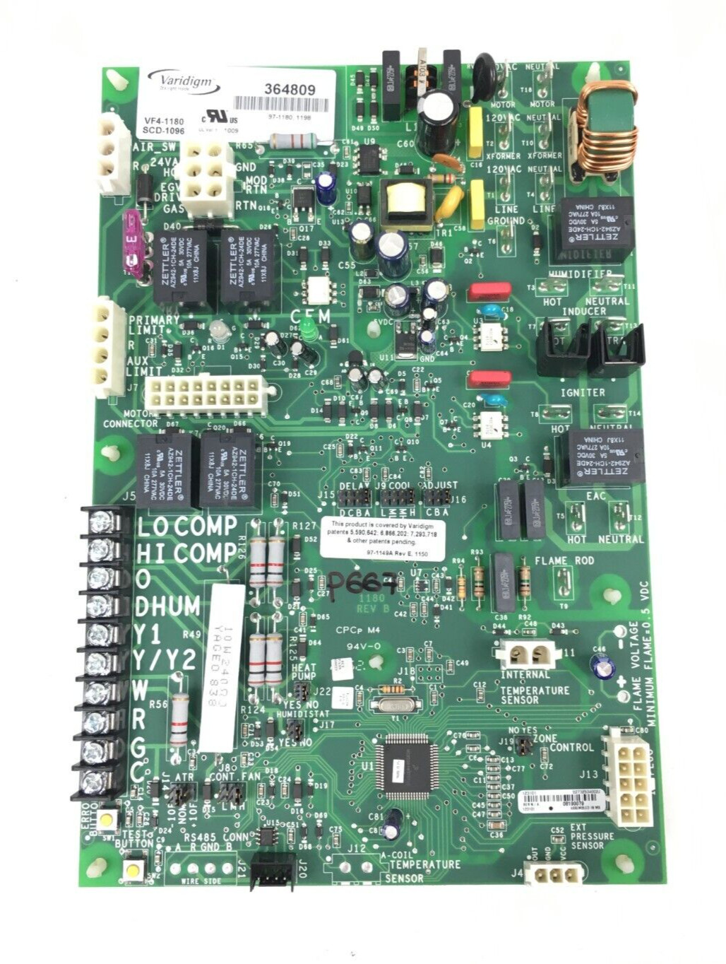 York Luxaire VARIDIGM 364809 Control Circuit Board SCD-1096 VF4-1180 used #P667