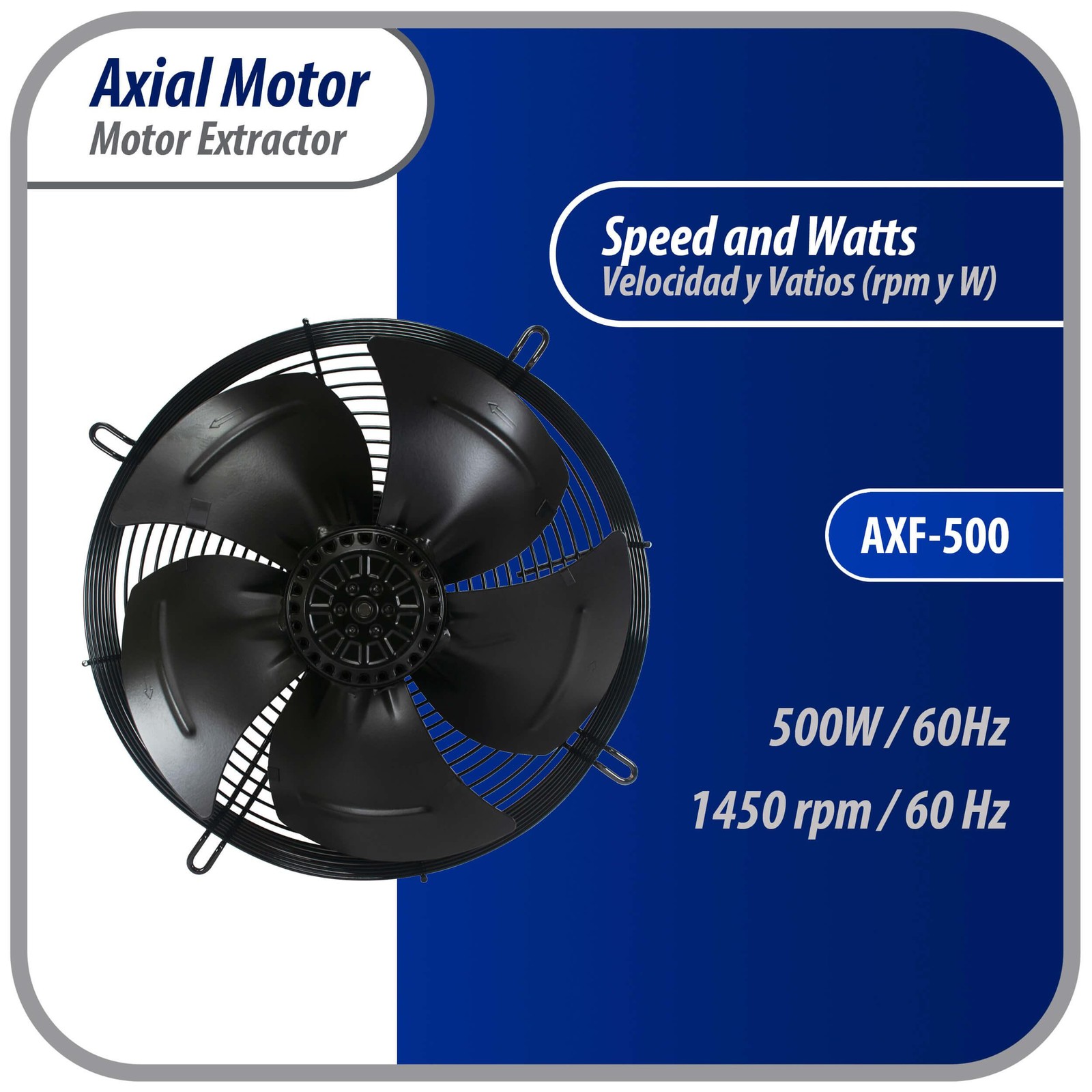 Appli Parts AXF-500-1 19-3/4 in Axial Fan Motor Guard Mounted Fan Blade 220 V, 1