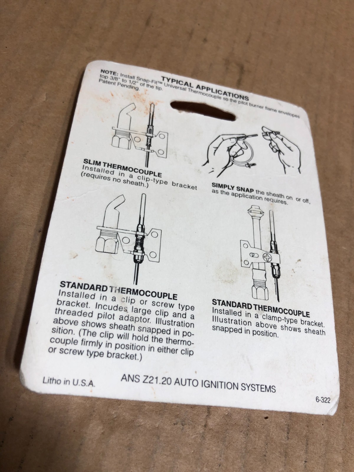 Robertshaw Thermocouple 30″ PILOT LIGHT CONTROL Snap Fit Universal 2623