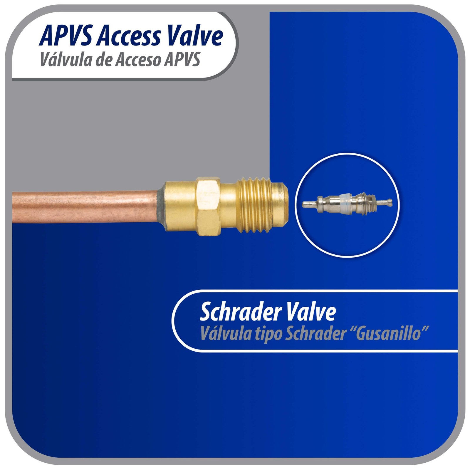 Appli Parts APVS-14142 1/4 in SAE Access Schrader Valve x 1/4 ODF x 2 in Copper