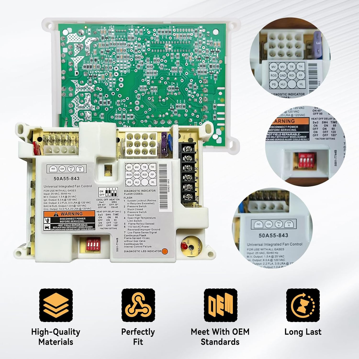 50A55-843 Furnace Control Circuit Board Replacement For White Rodgers Lennox