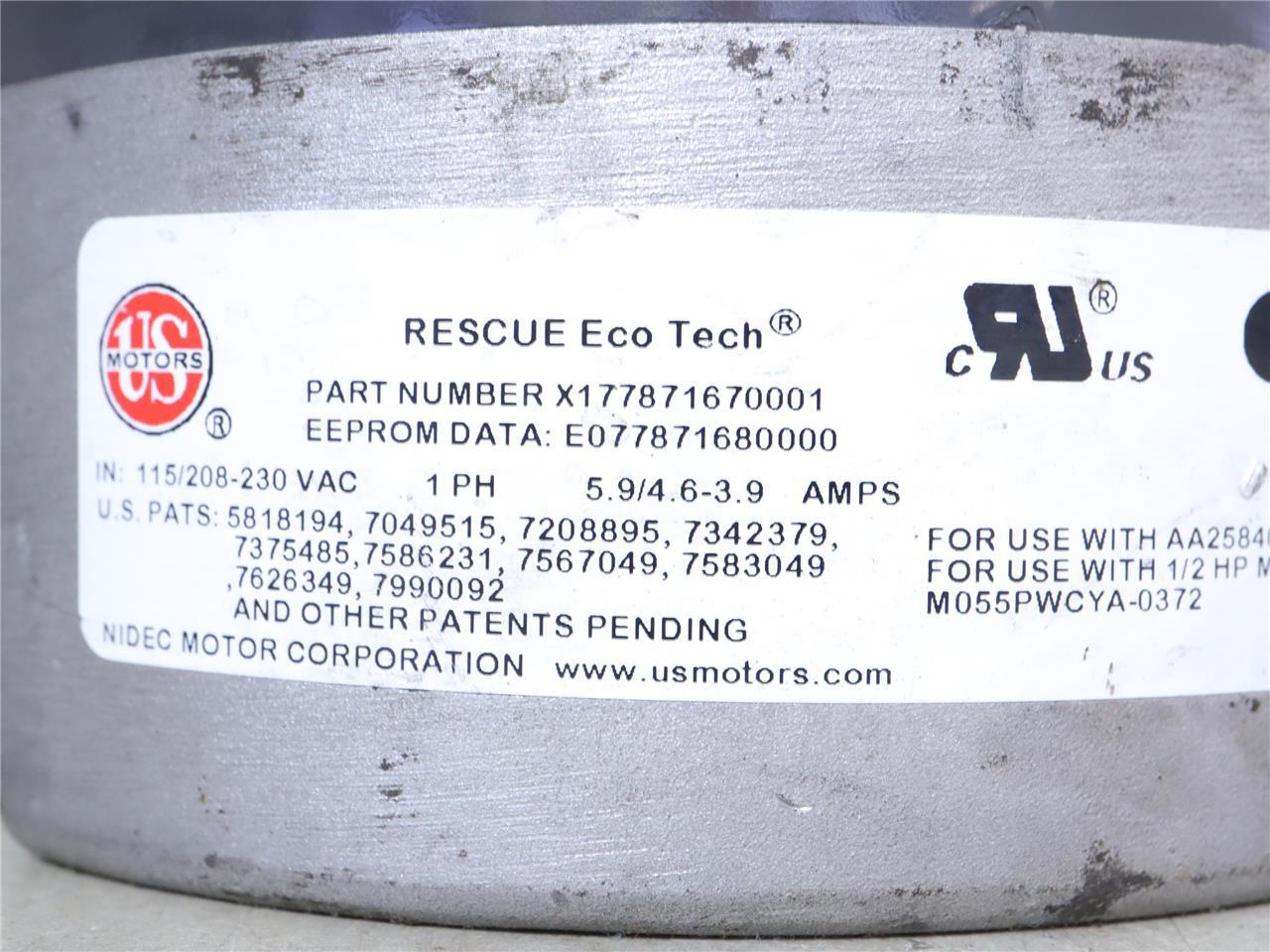 US Motors RESCUE EcoTech M055PWCYA-0372 ECM Blower Motor 1/2HP 208-230V 60Hz