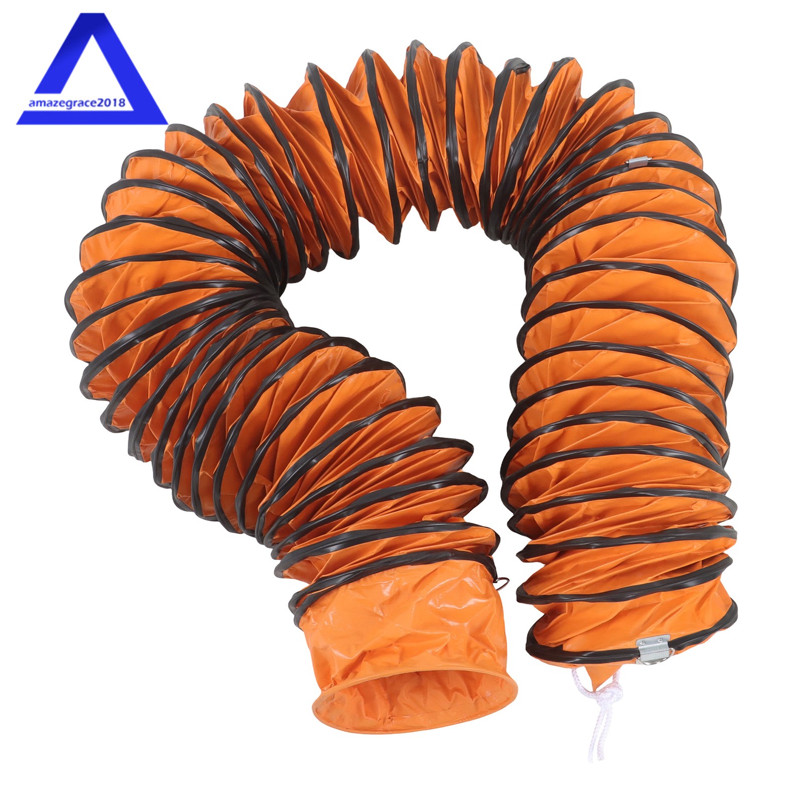 PVC Flexible Duct Hose for Utility Blower with S Hook & Steel Support 8″ × 25FT