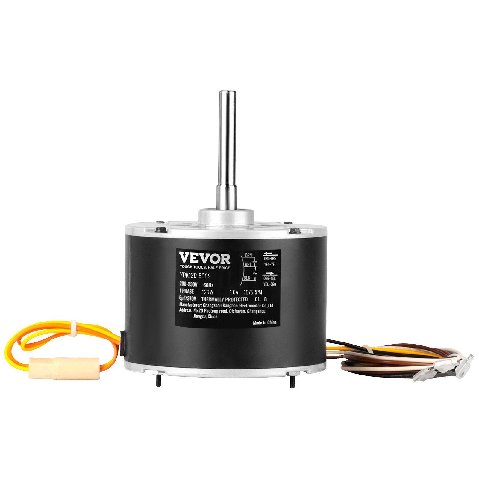 VEVOR Condenser Fan Motor 1/6HP 1075RPM 1.0A 208-230V OGD1016