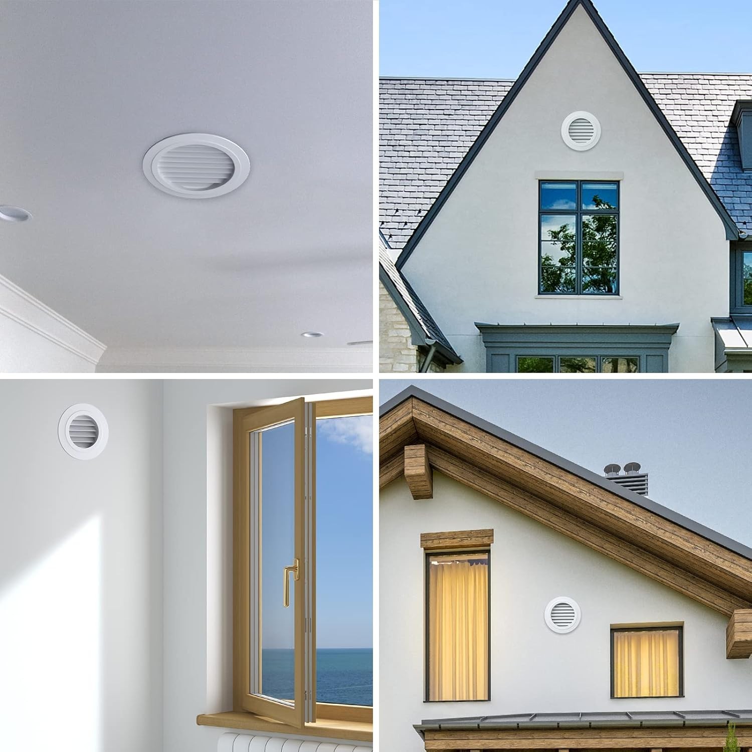 4-Inch Round Soffit Vent Cover with Built-in Fly Screen for Home Ventilation