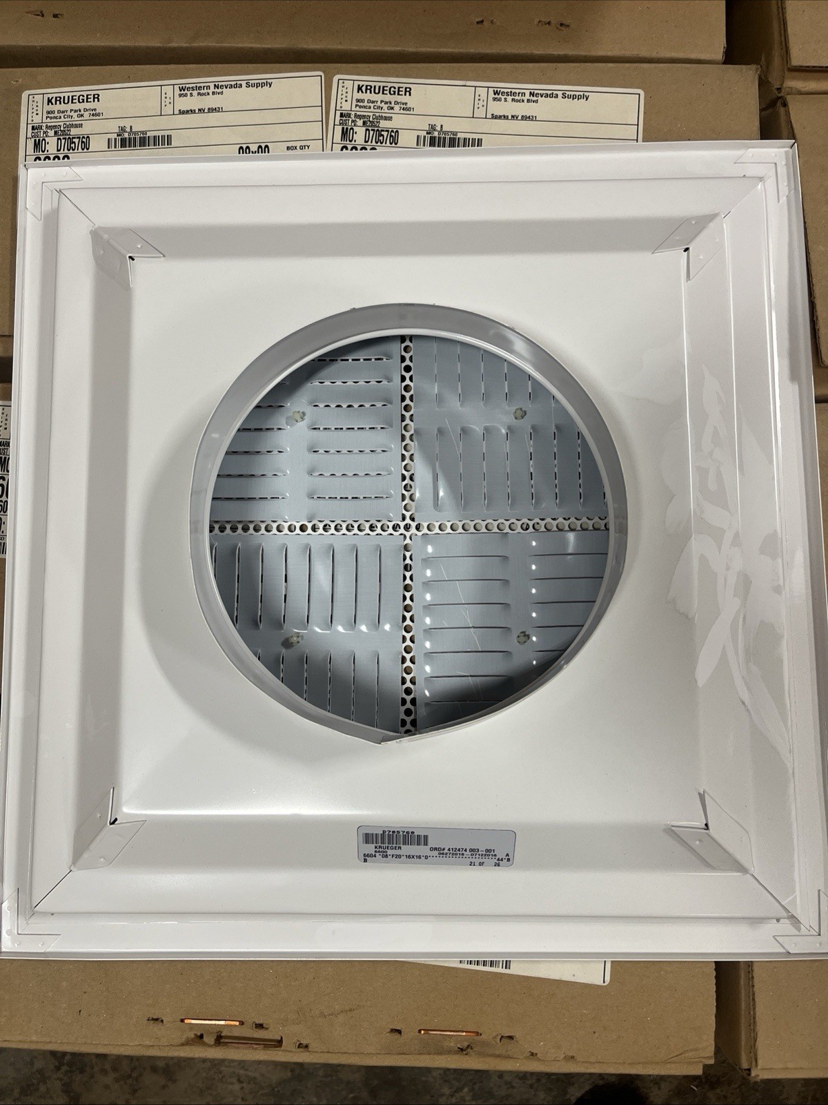 Krueger 6600 perforated diffusers Two Per Box 16X16 EACH ORDER IS FOR 2 GRILLS