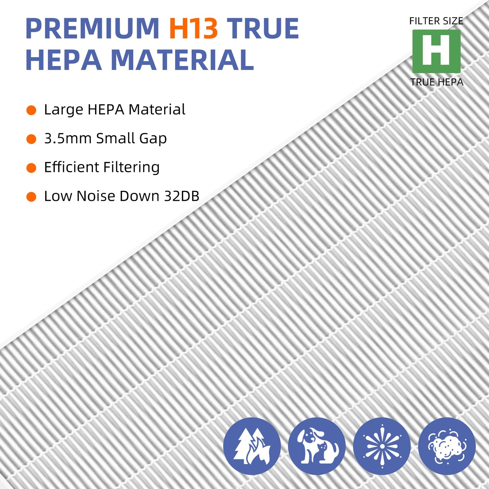 116130 HEPA Replacement Filter H for 4 Piece Set, White – Original