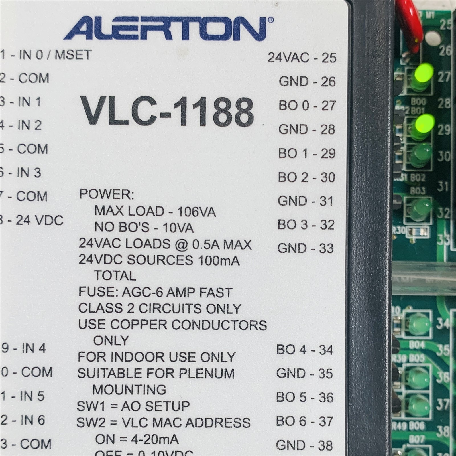 Alerton VLC-1188 BACnet Building Automation DDC 11UI 8BO 8AO Controller Module