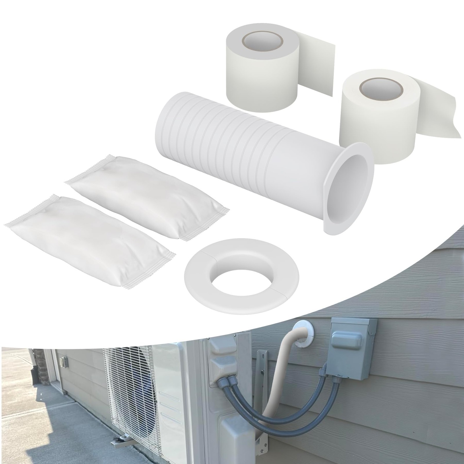 Flamorrow Mini Split Cover Wall Sleeve for Air Conditioning Line Set White