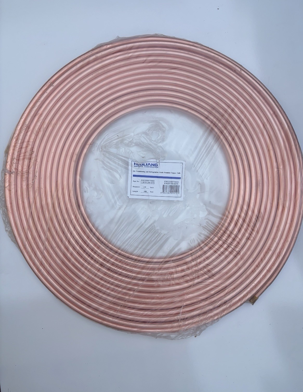 HAILIANG Seamless Copper Coil 3/8 in x 100 ft Round HVAC V-HLR-100-0375