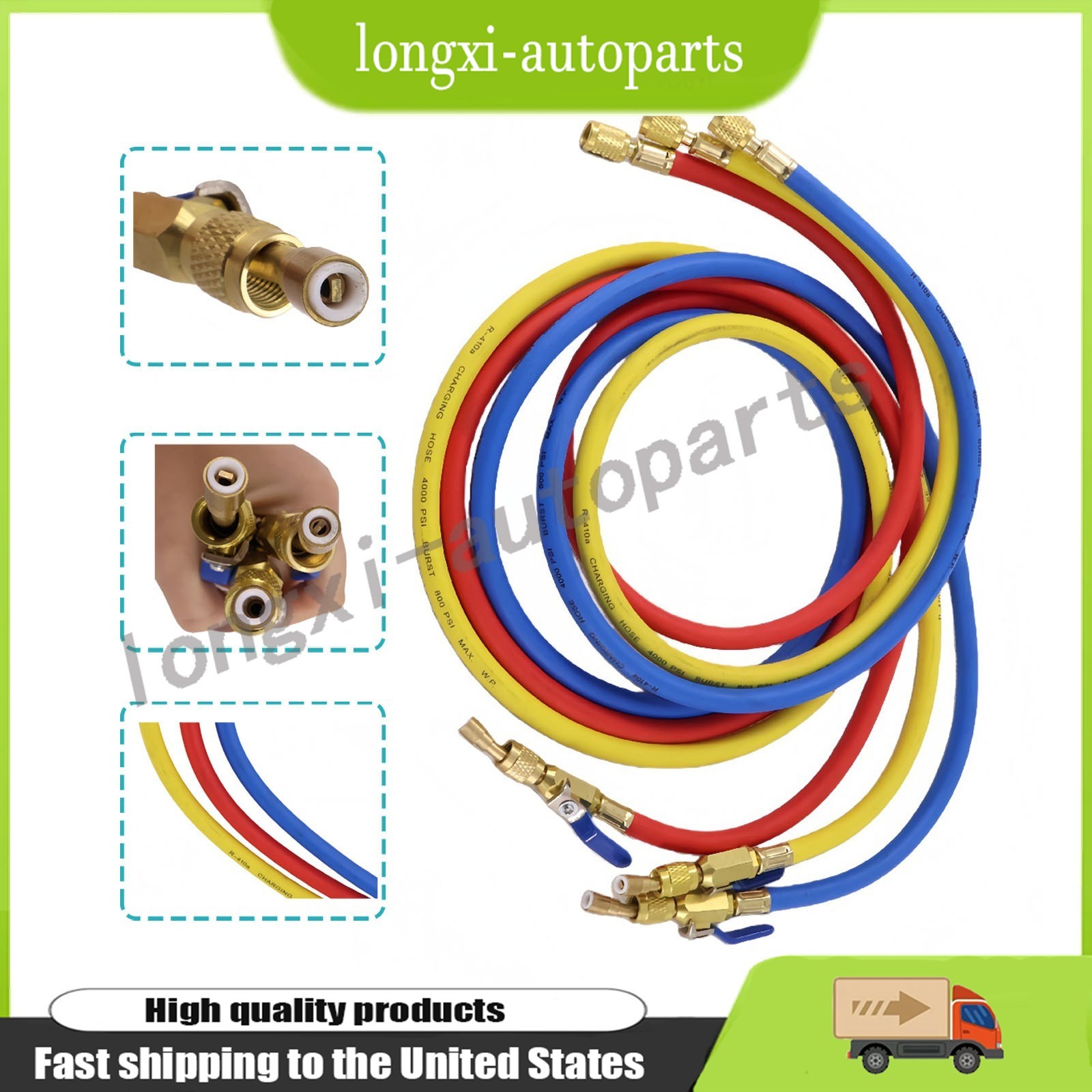 NEW For Yellow Jacket 29986 Plus II 72″ HVAC Charging Hose Set 1/4″ (3-Pack) USA
