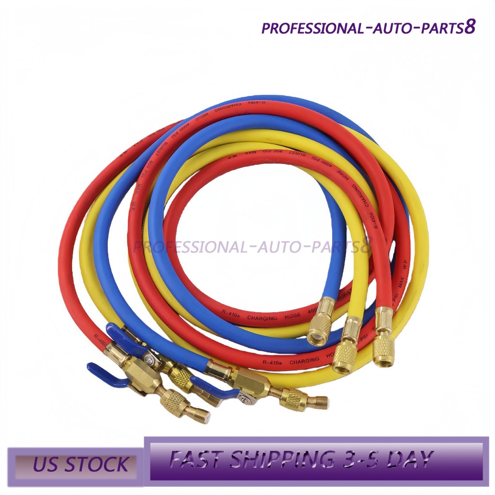 For R-410A Refrige 3Pack 29986 Plus II 1/4″ Hose with Compact Ball Valve 72″ USA