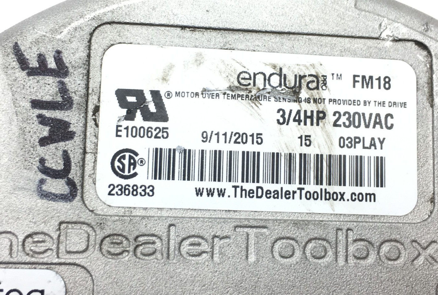 Genteq Endura FM18 Module Only 3/4HP 230V CCWLE used #Z695