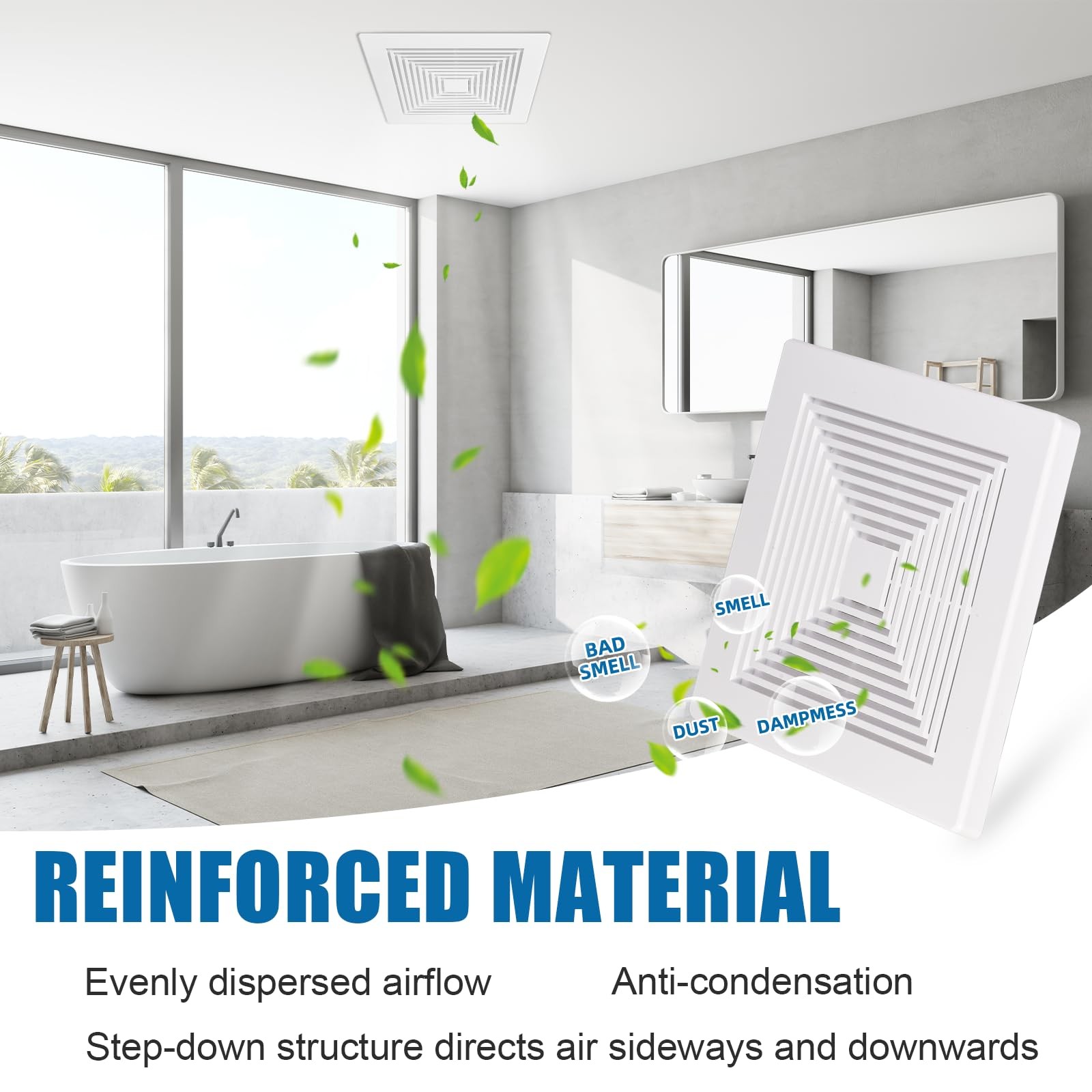 12×12 Inch Bathroom Exhaust Fan Cover 3 Pack Matte White Grille Ceiling Wall Mou