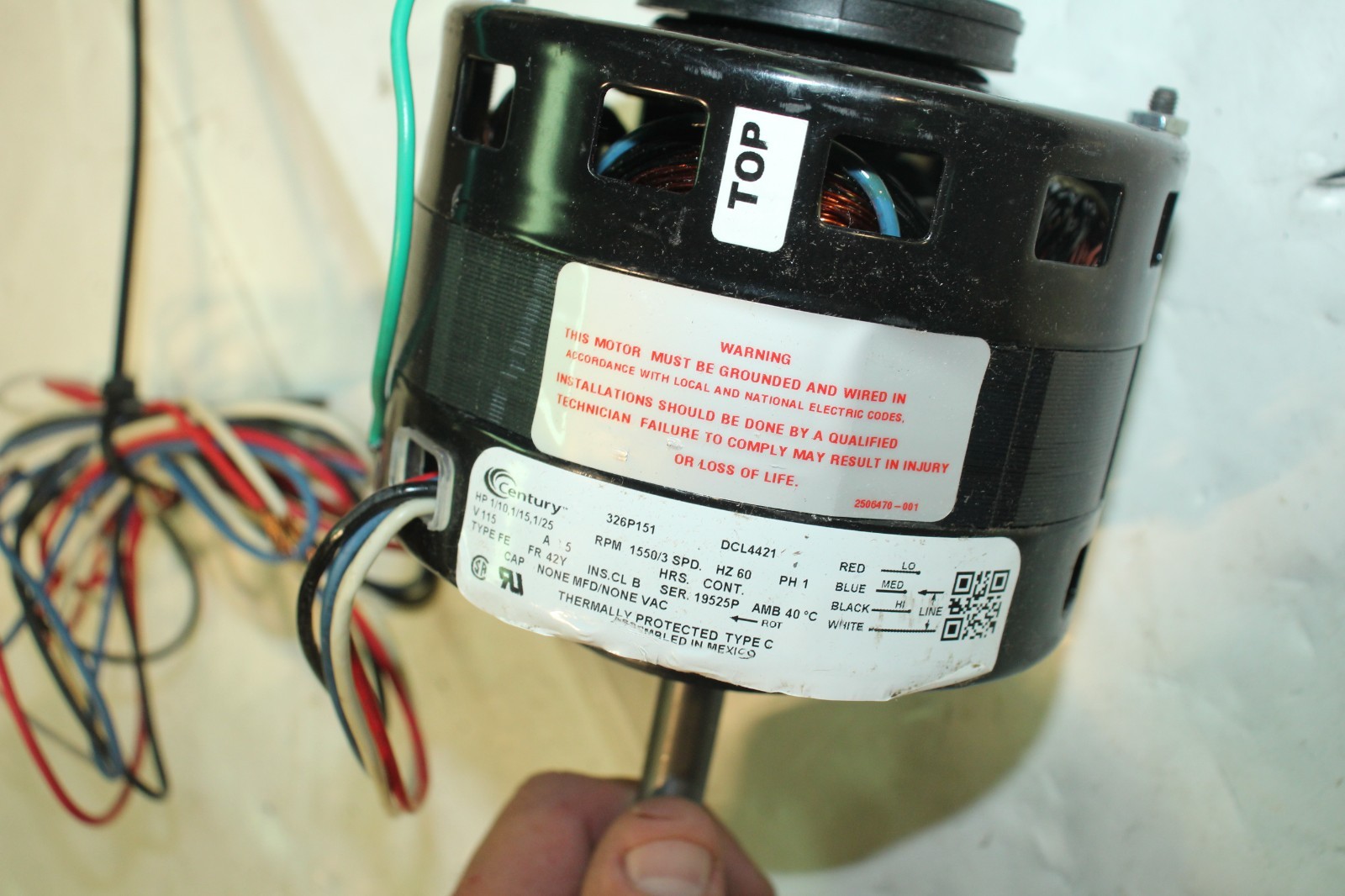 Century Blower Motor 326P151 DCL4421 1550RPM 3 Speed