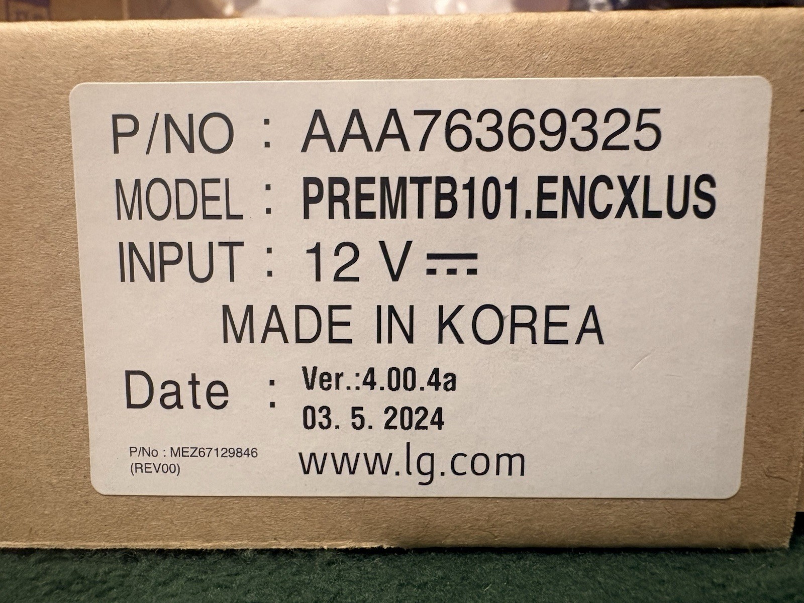 LG PREMTB101.ENCXLUS Wired Remote Controller for LG Air Conditioner 12V