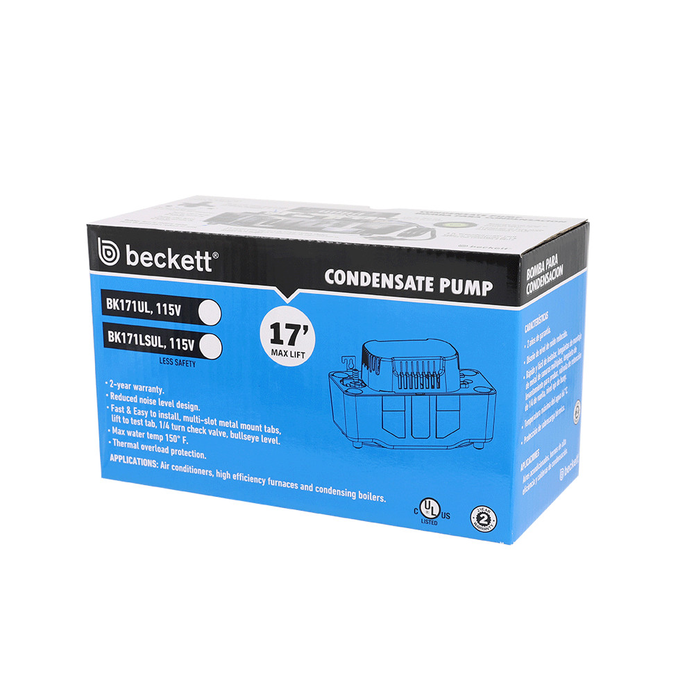 Beckett BK171UL 115V Medium Condensate Removal Pump w/Safety Switch, 115V, 17 Ft